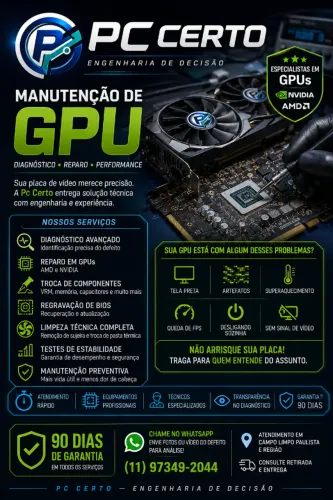 ? MANUTENÇÃO DE GPU ? PC CERTO ?  Sua placa de vídeo está apresentando defeito? 