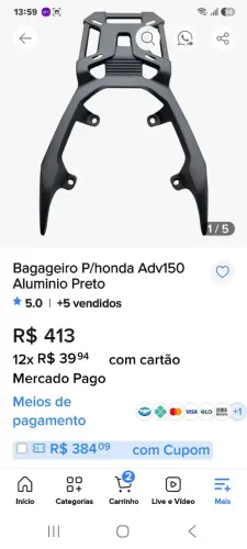 Bagageiro honda adv 150