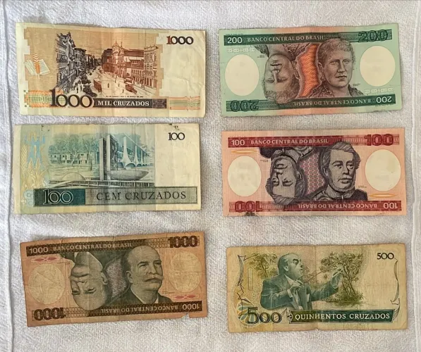 Lote 12 cédulas antigas cruzeiro e cruzado