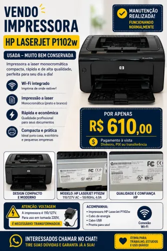 VENDO IMPRESSORA HP LASERJET P1102W