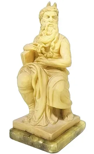 Escultura resina italiana base mármore carrara representando Moisés por Michelangelo*