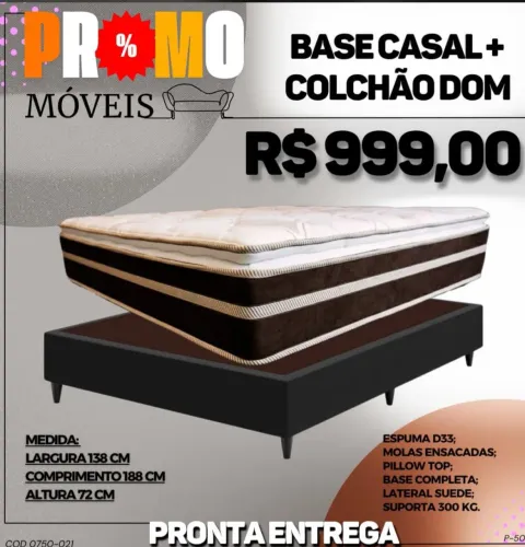 BASE CASAL + COLCHÃO DOM PILLOW TOP