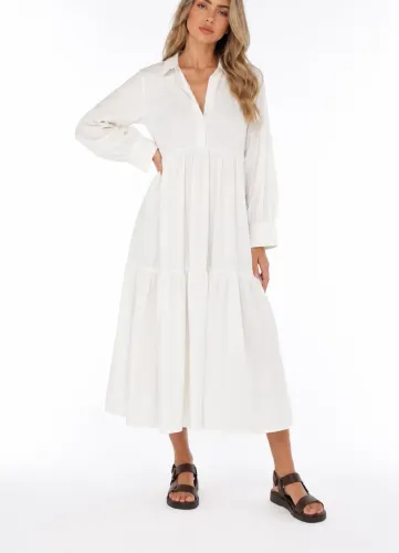 Vestido Feminino Branco Midi