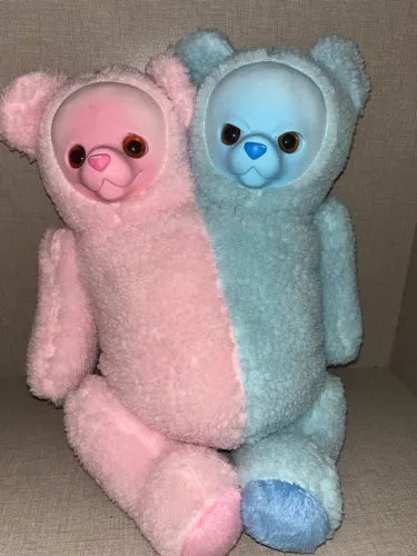 Urso de Pelúcia Duas Cabeças 50 cm Rosa e Azul Bebê ? Novo!