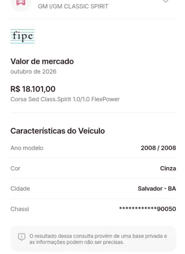 Chevrolet Corsa SED Class.spirit 1.0/1.0 Flexpower (álcool) 2008
