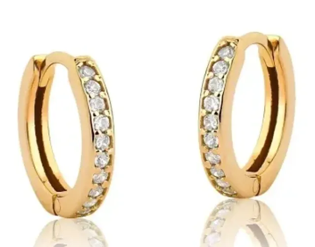 Brincos De Argola Click Com Pedras Ouro Puro 18k
