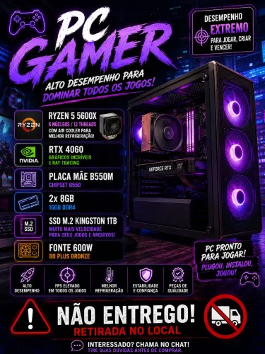 Pc gamer pra jogar tudo no alto sem dor de cabeça 