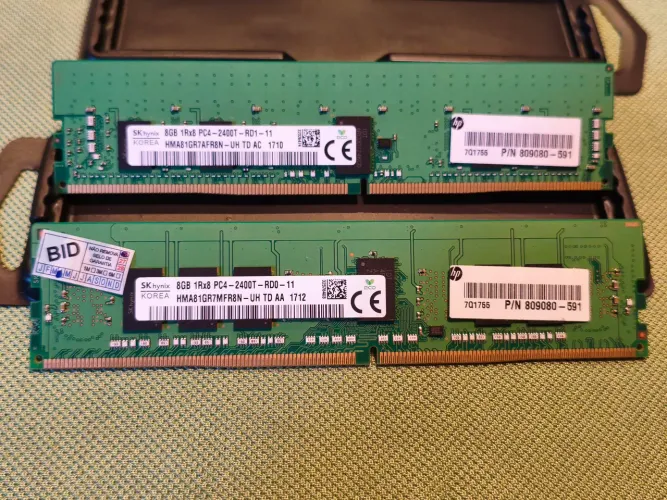 Pentes de Memória RAM 16GB (2x8GB) DDR4 2400MHz ECC Registrada (RDIMM) pra Servidor