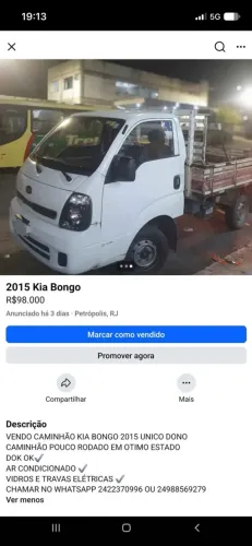 Vendo caminhão Kia bongô