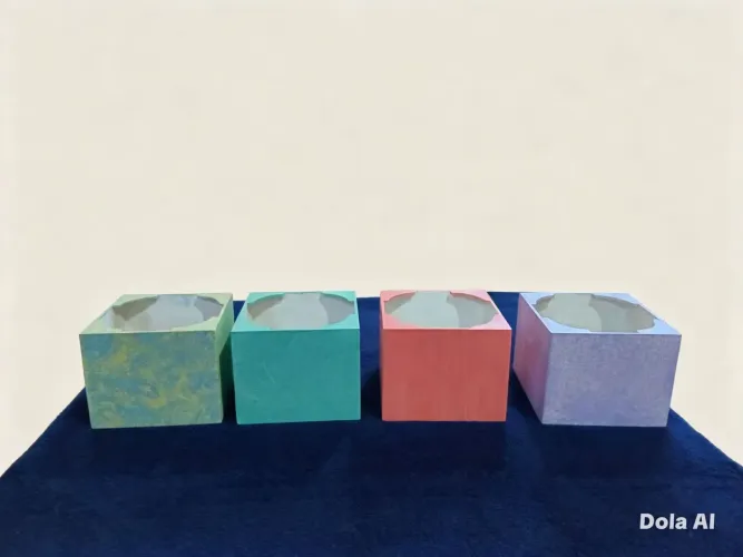 Cachepos para vaso n:1 feito em madeira mdf pintado com cores diversas 6pcs