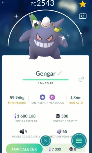 Gengar Shiny de chapéu envento de Halloween