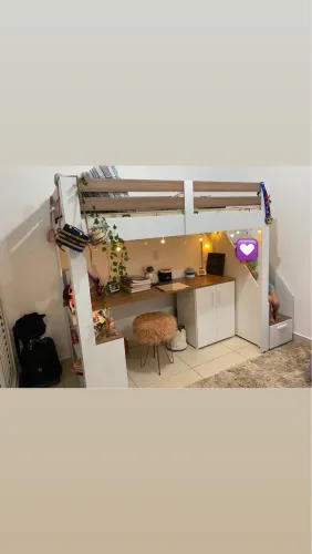 Cama Alta Infantil/juvenil Multifuncional Casatema Branco