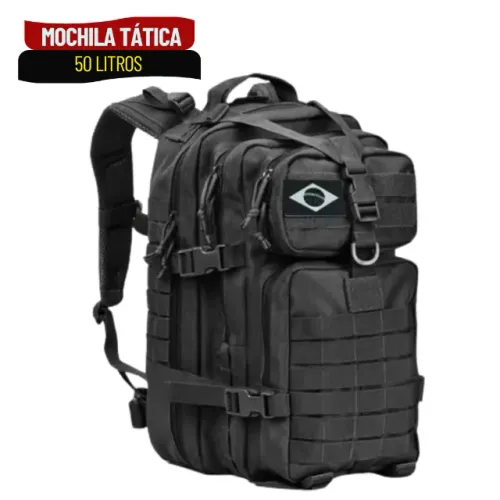 Mochila Militar Tática Impermeável 50L Antifurto Resistente para Viagem e Aventura