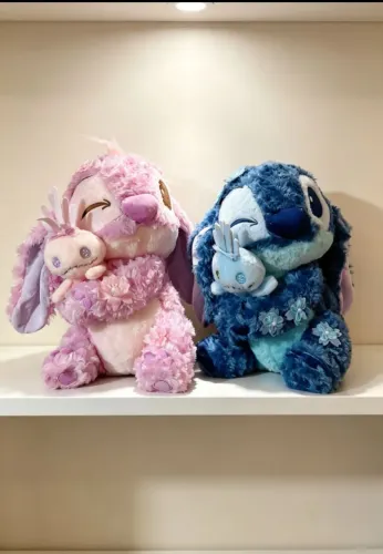 Casal Stitch e Angel Sacura tamanho médio 40cm.