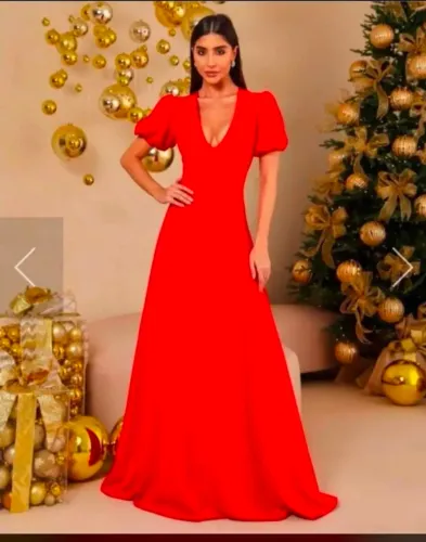Vestido longo de festa vermelho