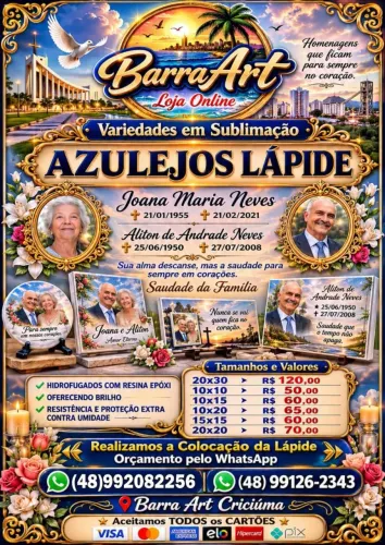 Lápides de cemitério totalmente rezinadas e personalizadas 