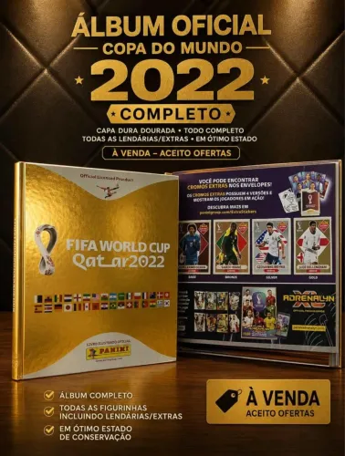 ÁLBUM PANINI COPA DO MUNDO QATAR 2022 - CAPA DOURADA (RARIDADE)