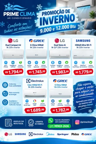 Ar Condicionado 9.000 e 12.000 Btu