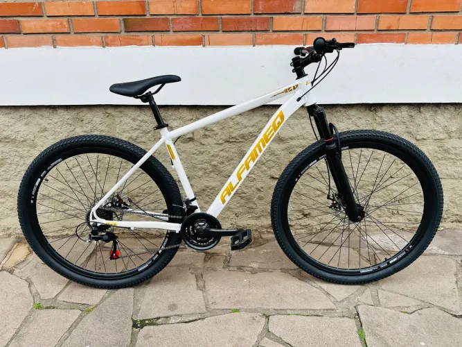 Bicicleta MTB Aro 29 Alfameq Branco Dourado Nova