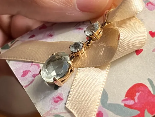 Pingente Vintage Ouro 18K Pedra Agua Marinha