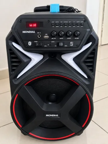 Caixa Amplificada Mondial Bluetooth USB Entrada Microfone LED