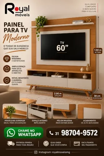 Home Rack e Painel P/TVs Até 60Polegadas 1.90M. Produtos Novos Direto de Fábrica.