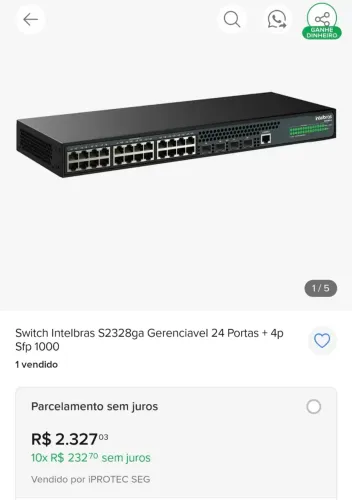 Switch gerenciavel intelbras 24 portas S2328G-A