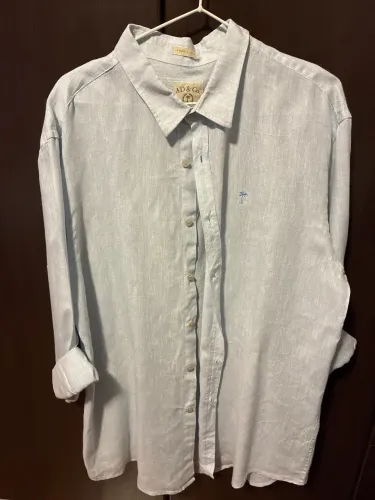 Camisa de linho puro azul claro - Ad & Co - Tamanho GG