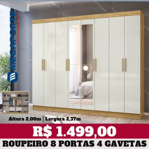 Guarda Roupa Casal 8 Portas com Espelhos (Novo) Entrega Grátis! 