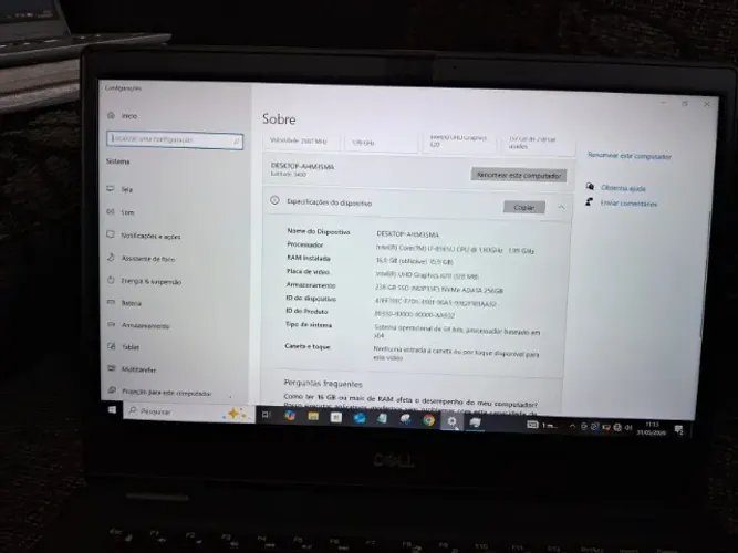 Notebook Dell Latitude 3400 I7 16gb 256gb Ssd Win 10 Pro (Usado)