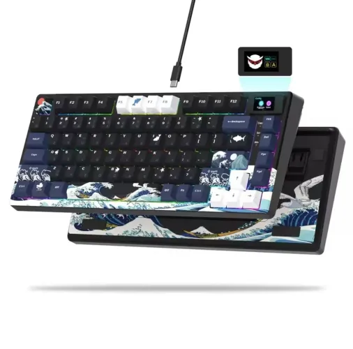 Teclado Mecânico Gamer Womier SK80 RGB Display OLED Hot Swap USB C