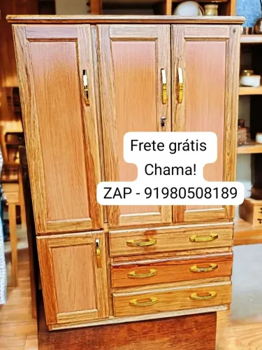 Guarda roupa de solteiro 3 portas madeira jatobá NOVO!