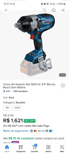 Chave de impacto bosch 3/4