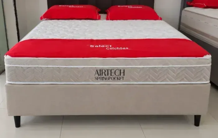 Colchão Casal Ortobom Airtech Spring Pocket 138x188x25cm + Base Box casal- Select Colchões
