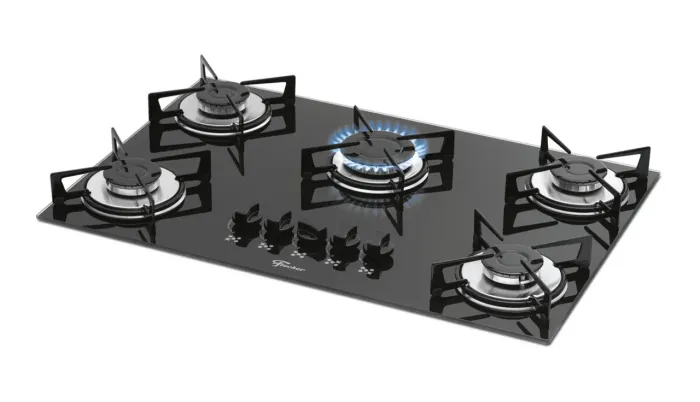 Fogão cooktop 5 bocas + mangueira metálica 