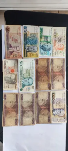 Cédulas de dinheiro para colecionador lote com 12 cédulas