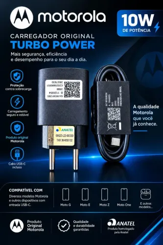 Carregador 10w Tipo C original Motorola "Novo