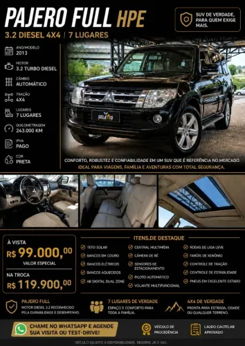 Mitsubishi Pajero HPE Full 3.2 4X4 T.i.dies. 5P AUT 2013