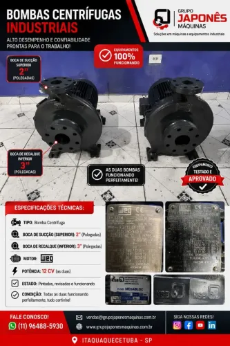 2 bombas centrifugas de 12.5 cv