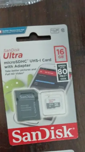 Cartão de Memória SanDisk Ultra 16GB MicroSD com Adaptador Novo