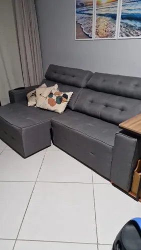 Sofá Cinza Extendível Semi Novo