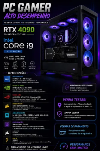 PC Gamer Alto Desempenho ? RTX 4090 FOUNDERS | i9 13ª Geração
