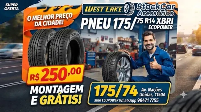 pneu 175/75 aro 14 xbri montagem gratis