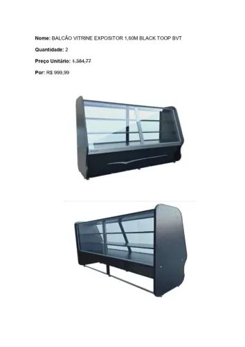 Balcão Vitrine Expositor 1,60m Black Toop BVT 160 Ormifrio