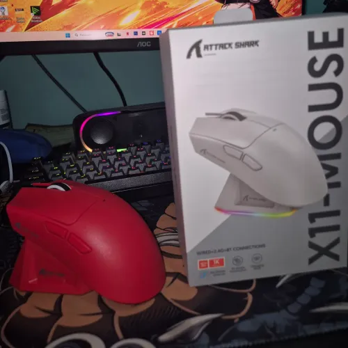 Mouse sem fio Attack Shark x11 vermelho +doc de carregamento