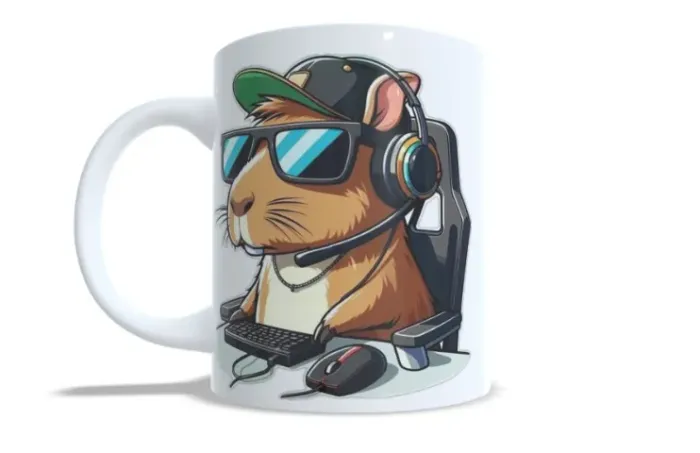 Caneca porcelana estampa Capivara Gamer