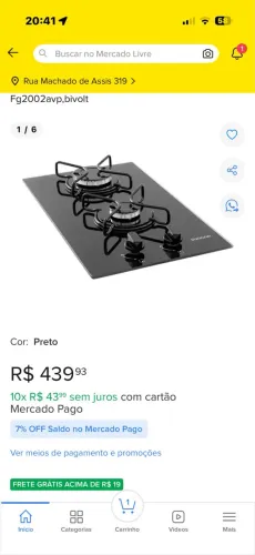 Cooktop SUGAR a gás 