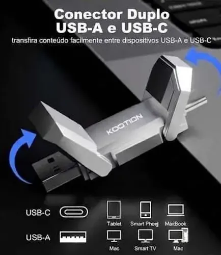 Mini SSD Portátil Kootion U54 256GB - Ultra Rápido, USB 3.0, Compacto (Novo)