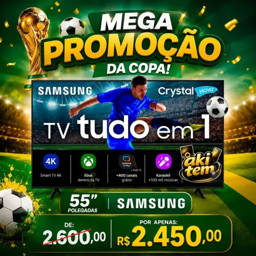 SMART TV SAMSUNG CRYSTAL 55 POLEGADAS, LACRADA COM NOTA E GARANTIA PELO FABRICANTE 