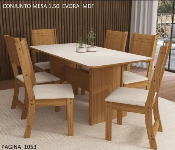 Conjunto de mesa 6 lugares em MDF